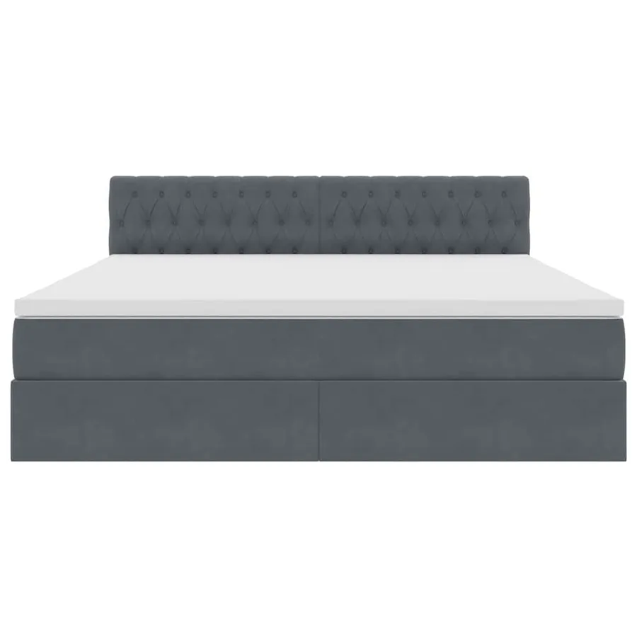 Lit de Rangement avec matelas Gris foncé 160 x 200 cm Velours - 7