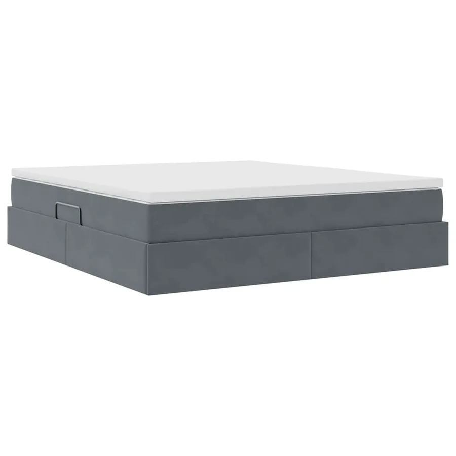 Lit avec rangement et matelas Gris foncé 160 x 200 cm Velours - 10