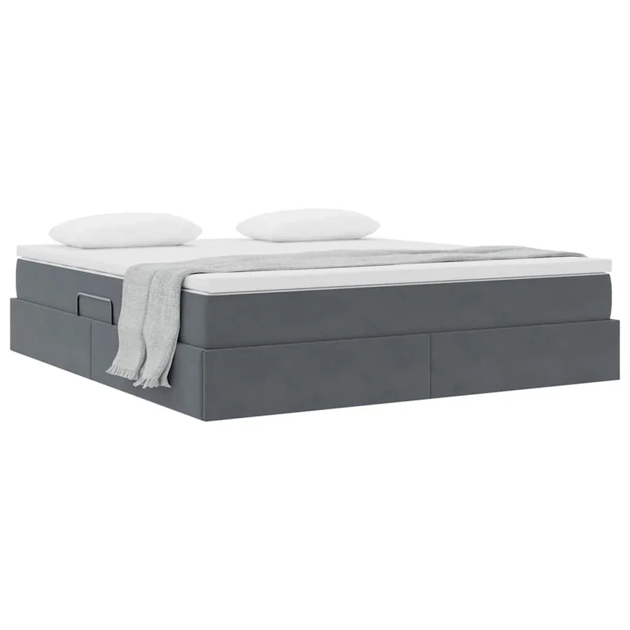 Lit avec rangement et matelas Gris foncé 160 x 200 cm Velours - 3