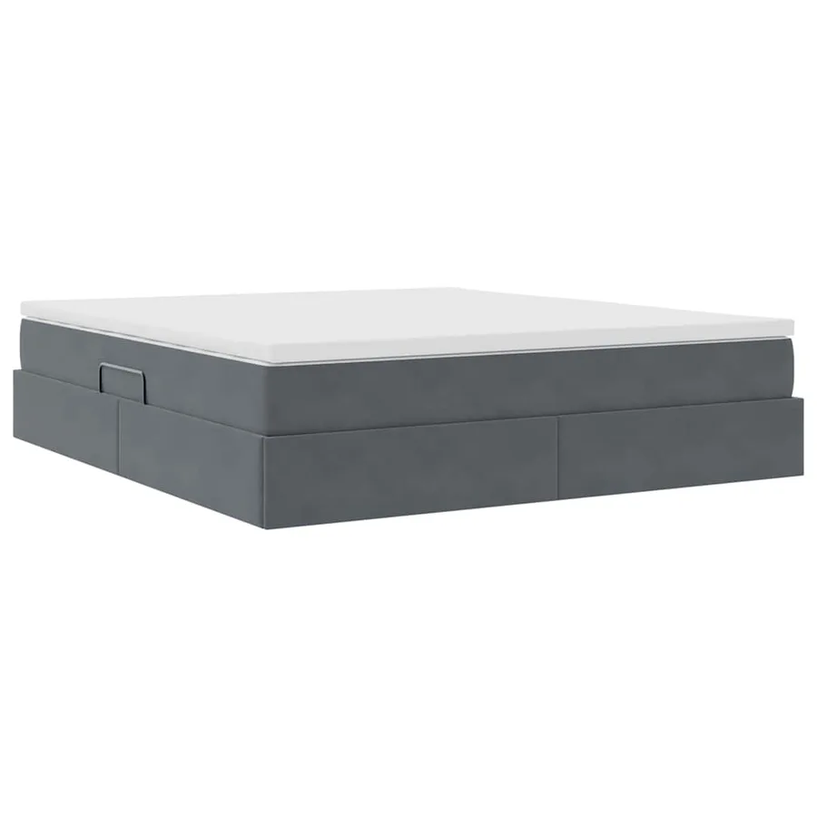 Lit avec rangement et matelas Gris foncé 160 x 200 cm Velours - 5