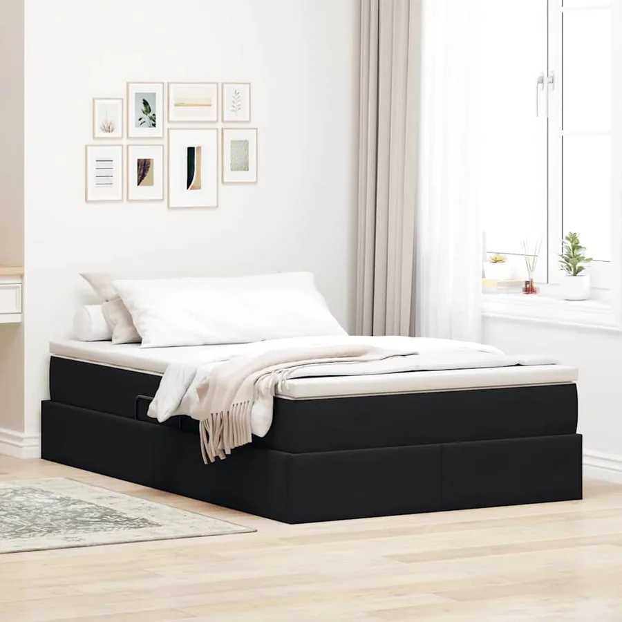 Lit avec rangement et matelas Noir 120 x 200 cm Velours