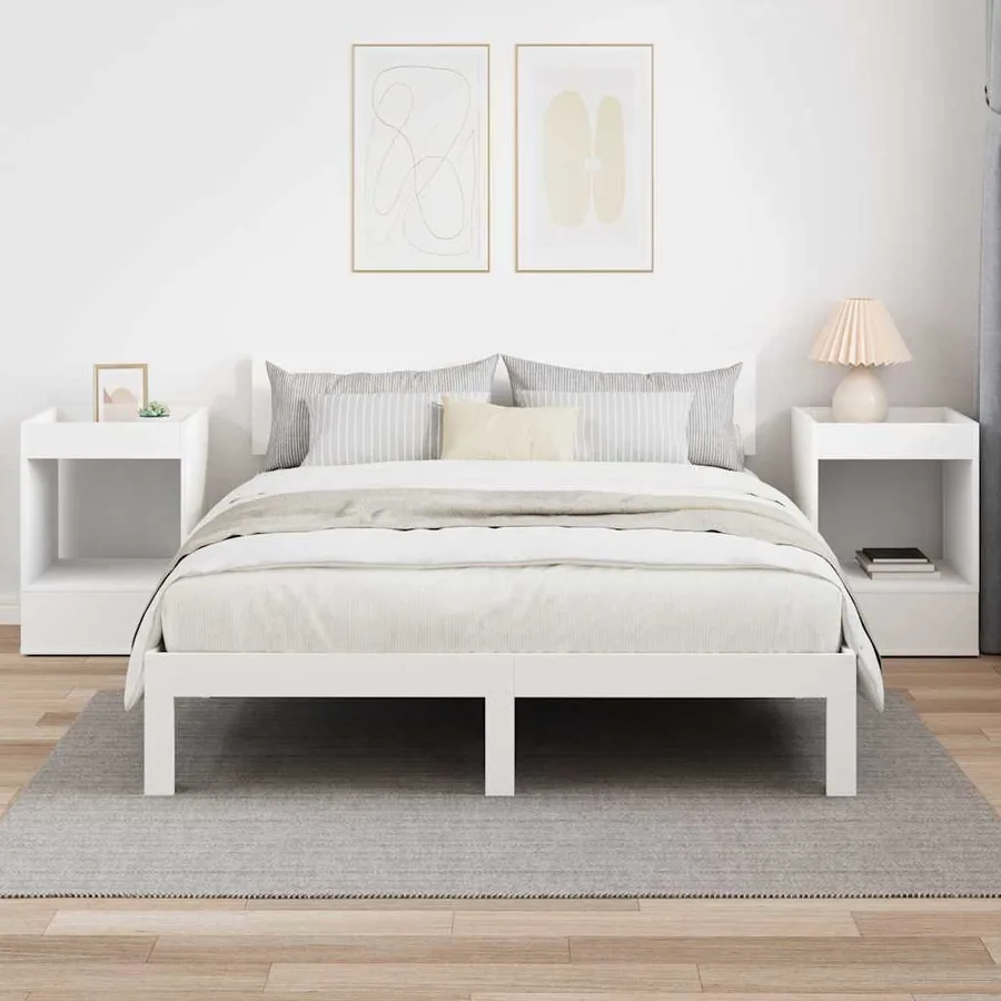 Table d'appoint 2 pcs Blanc 40 x 40 x 56 cm Bois d'ingénierie - 4
