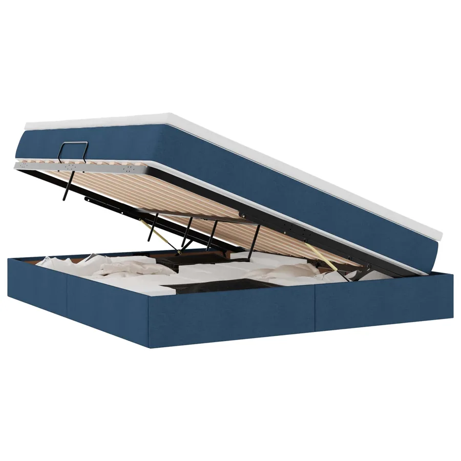 Lit avec rangement et matelas Bleu 160 x 200 cm Polyester - 2