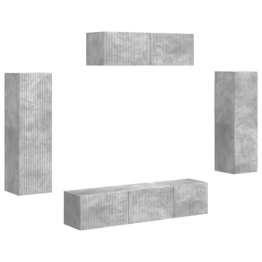Meuble TV 5 pcs Gris béton - 2