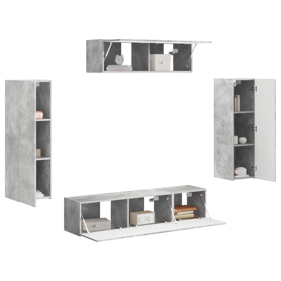 Meuble TV 5 pcs Gris béton - 3