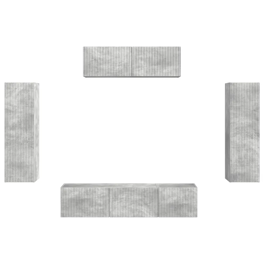 Meuble TV 5 pcs Gris béton - 7