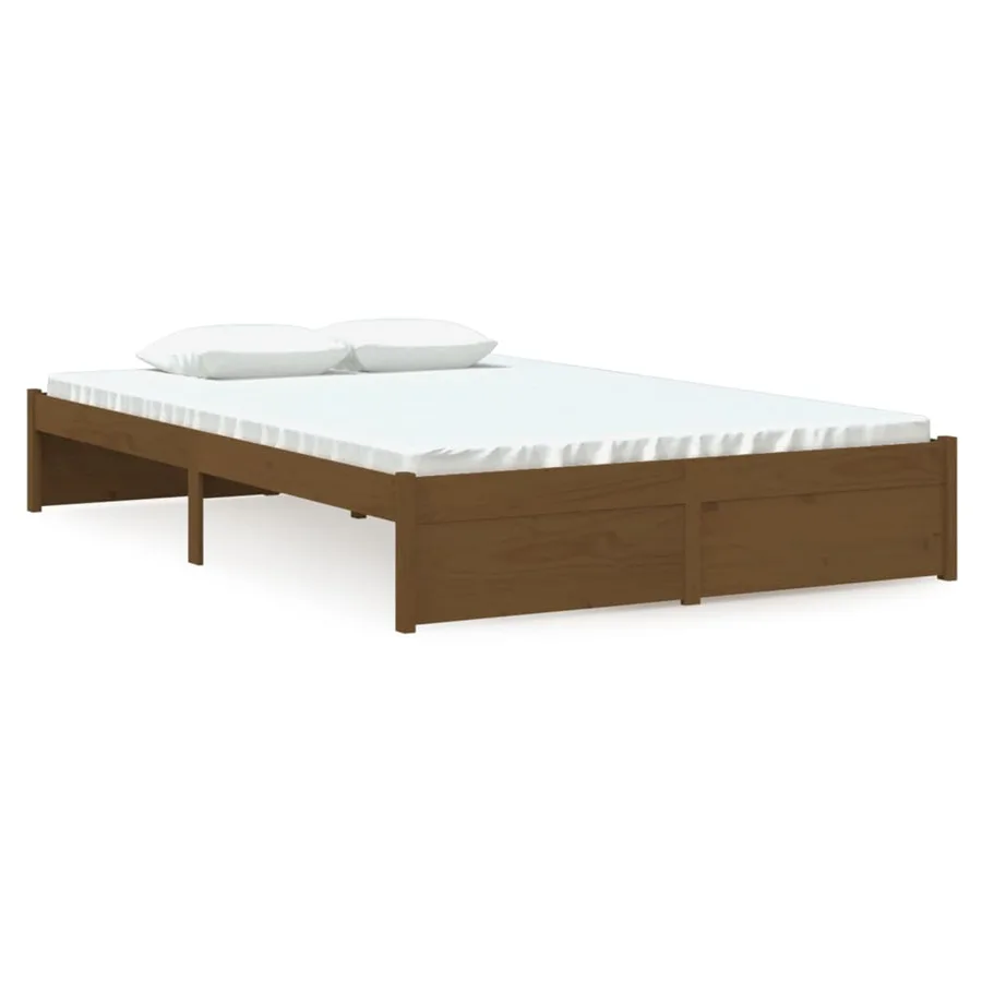 Cadre de lit sans matelas marron miel bois massif 120x190 cm - 2