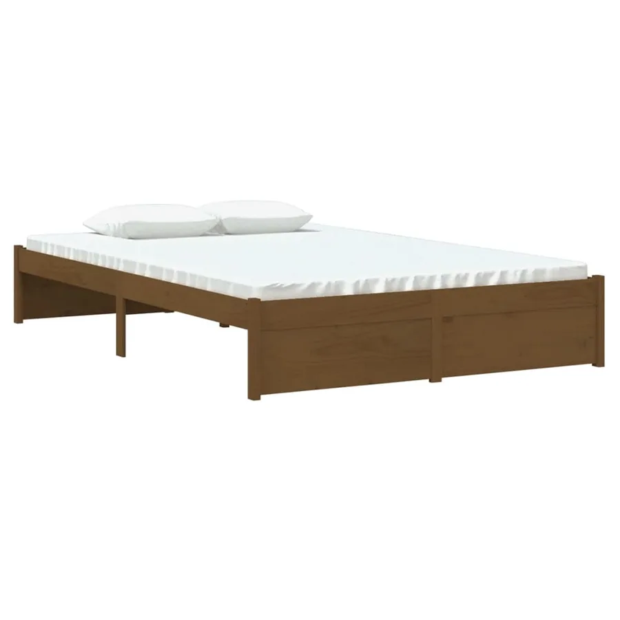 Cadre de lit sans matelas marron miel bois massif 120x190 cm - 3