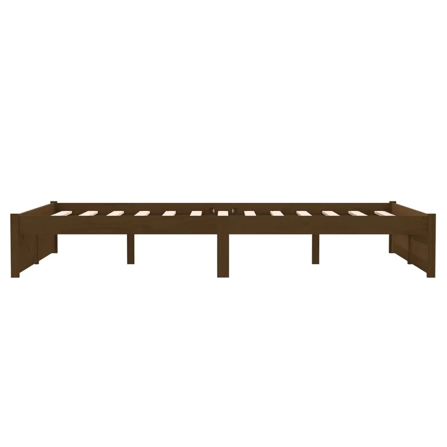 Cadre de lit sans matelas marron miel bois massif 120x190 cm - 6