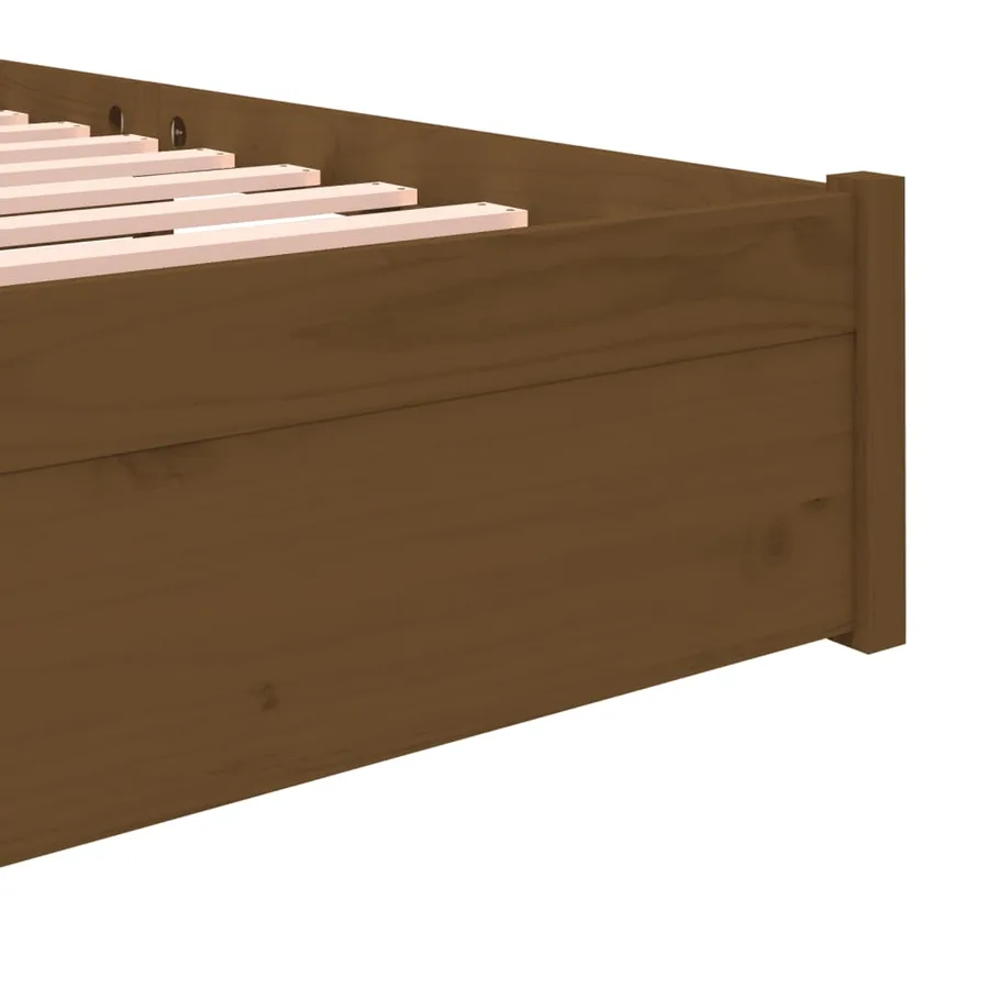 Cadre de lit sans matelas marron miel bois massif 120x190 cm - 7