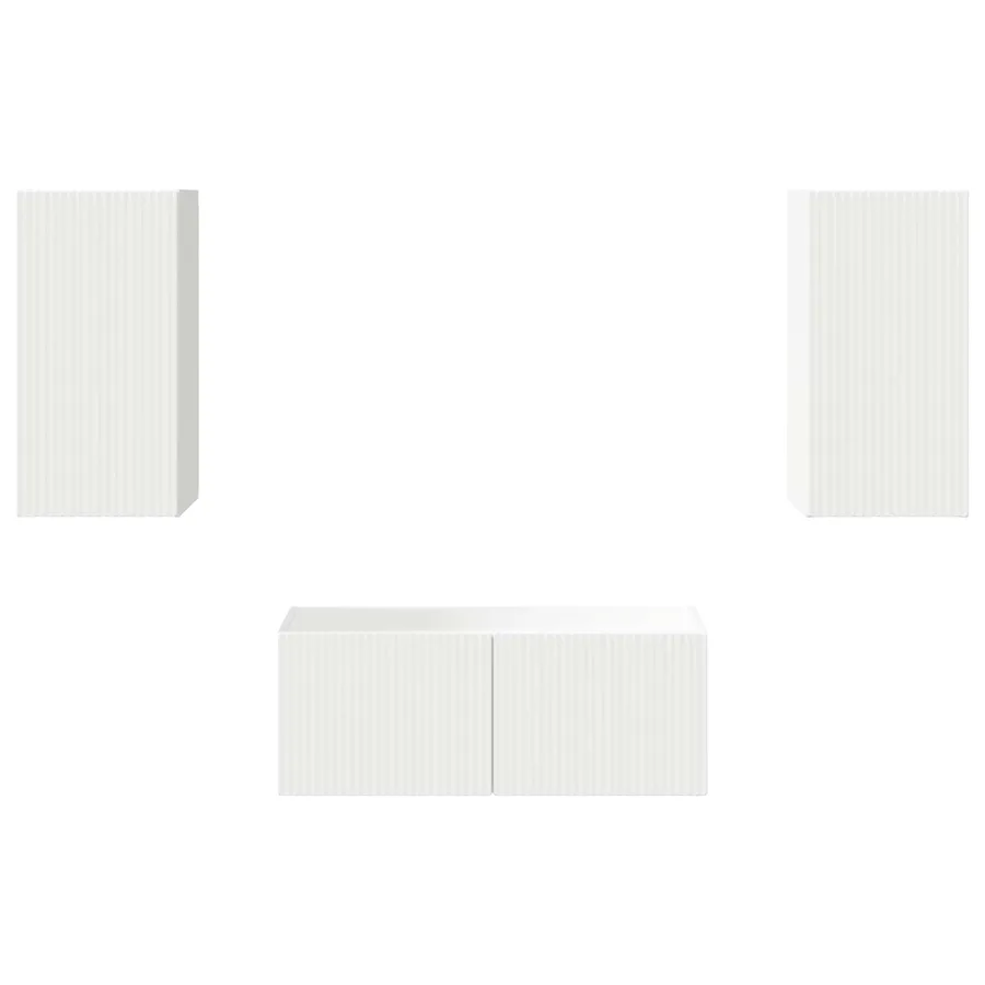 Ensemble meuble TV Montage mural 6 pcs Blanc Bois d'ingénierie - 7