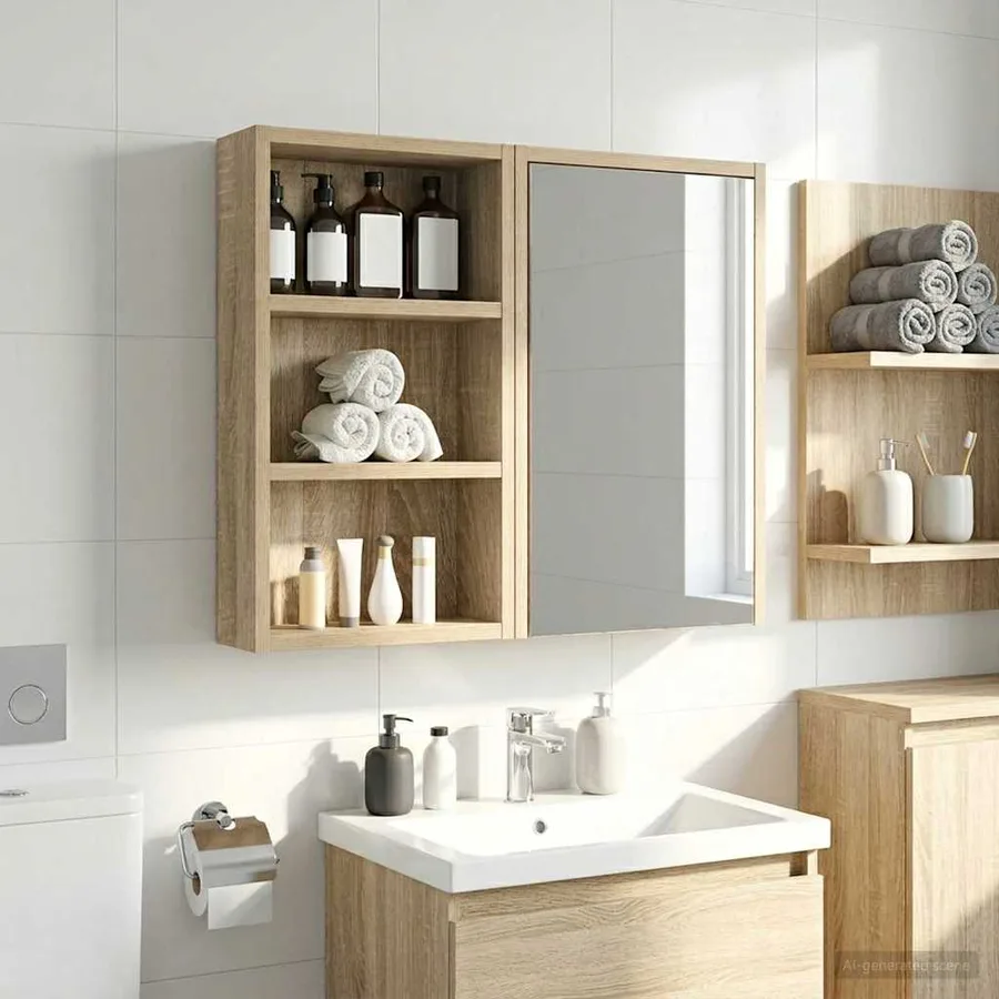 Armoire murale de salle de bain Chêne Sonoma 30 x 10 x 50 cm - 5