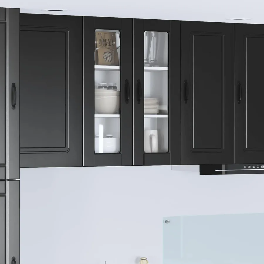 Cabinet en verre mural PORTO Noir 60 x 31 x 80 cm