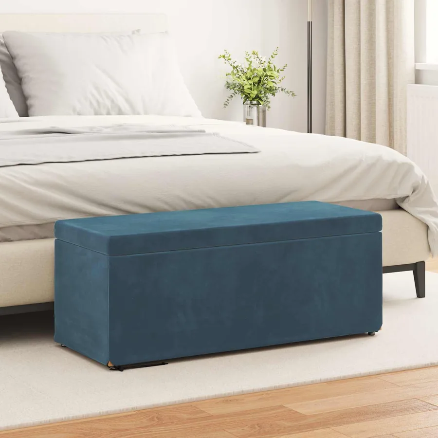 Tabouret Bleu 101 x 41 x 40 cm Velours et Bois Composite