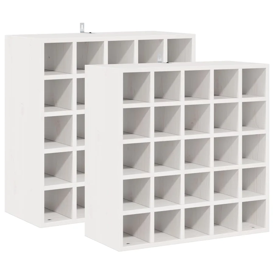 Étagère à vin 2 pcs Blanc 56 x 25 x 56 cm Pin massif - 2