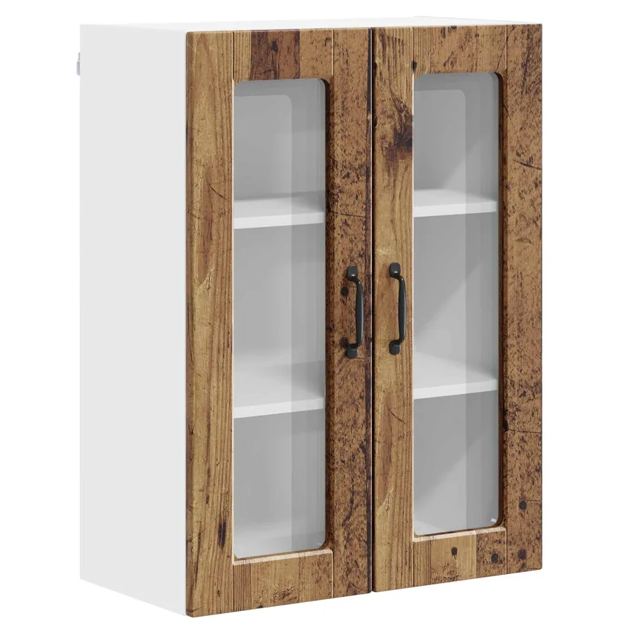Cabinet en verre mural PORTO Bois ancien 60 x 31 x 80 cm - 2