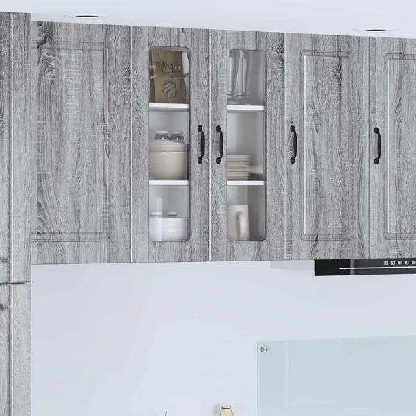 Cabinet en verre mural PORTO Gris Sonoma 60 x 31 x 80 cm