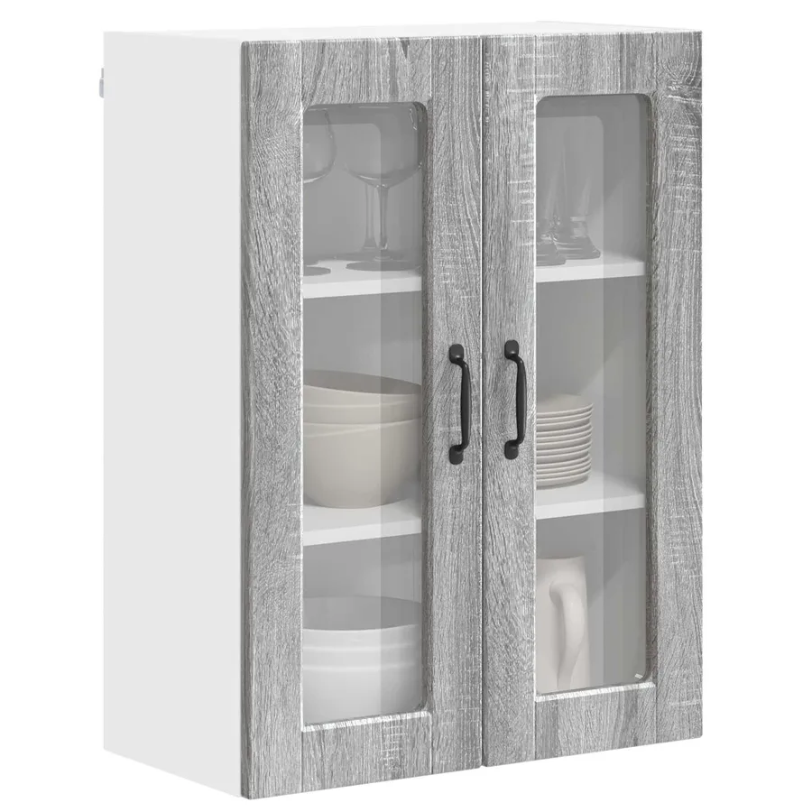 Cabinet en verre mural PORTO Gris Sonoma 60 x 31 x 80 cm - 3