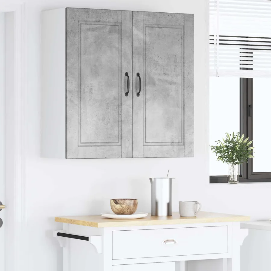 Meuble mural PORTO Gris béton 80 x 31 x 80 cm Bois d'ingénierie - 4