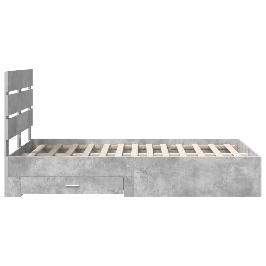 Cadre de lit Gris béton 135 x 190 cm Bois d'ingénierie - 9