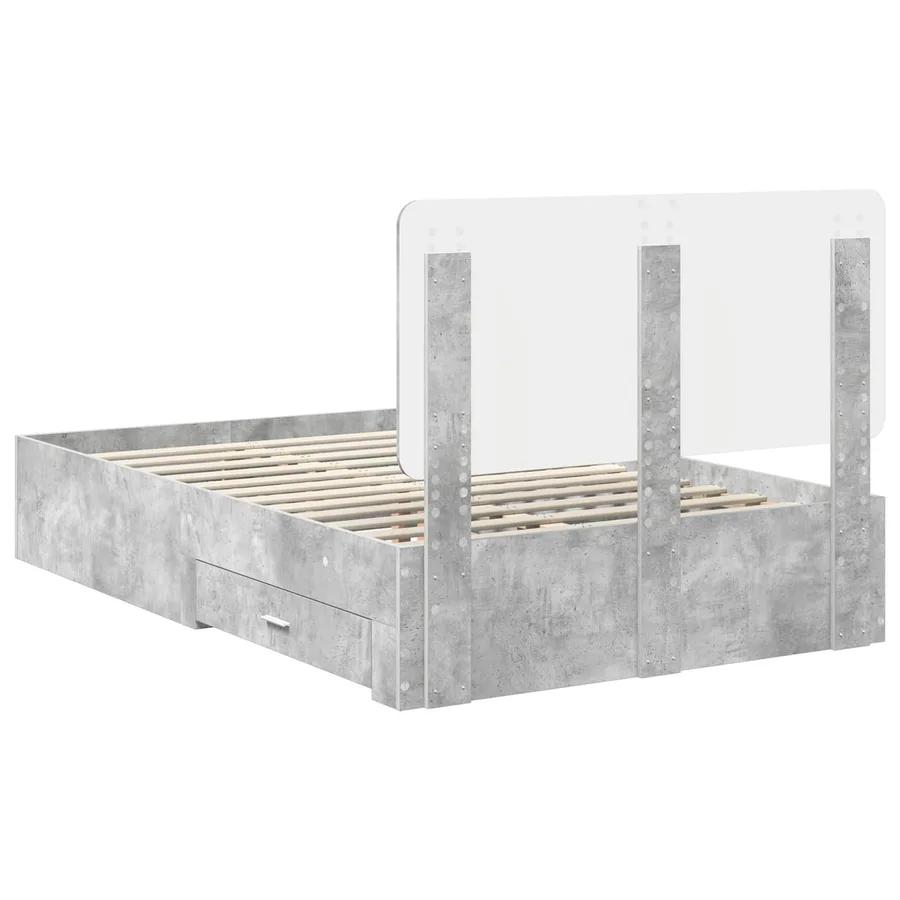 Cadre de lit Gris béton 135 x 190 cm Bois d'ingénierie - 8
