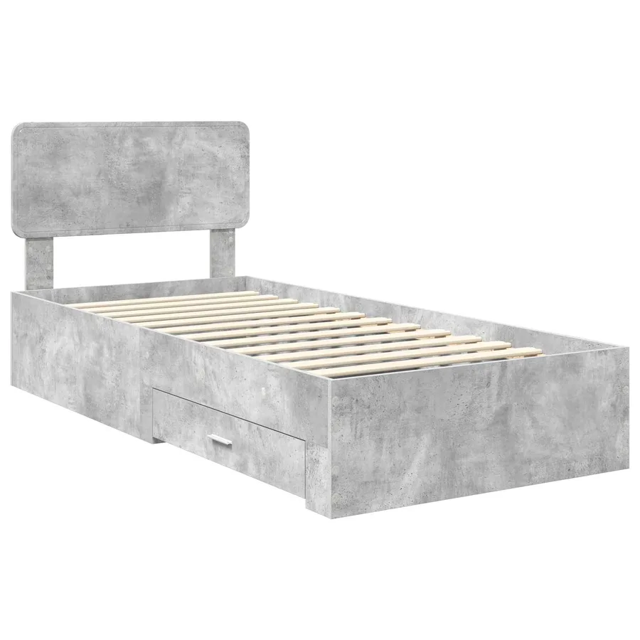Cadre de lit Gris béton 90 x 190 cm Bois d'ingénierie - 4