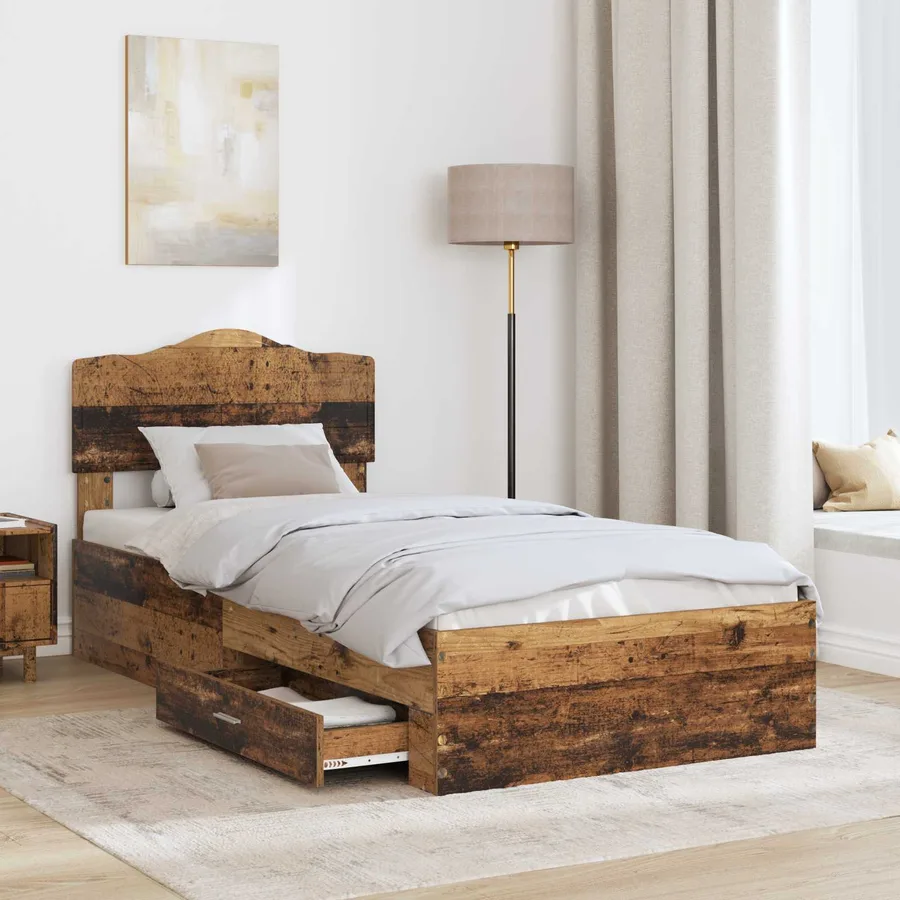 Cadre de lit Bois ancien 90 x 190 cm Bois d'ingénierie - 3