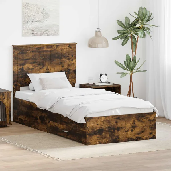 Cadre de lit Chêne fumé 90 x 190 cm Bois d'ingénierie