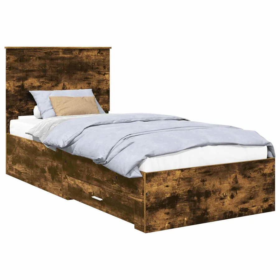 Cadre de lit Chêne fumé 90 x 190 cm Bois d'ingénierie - 2