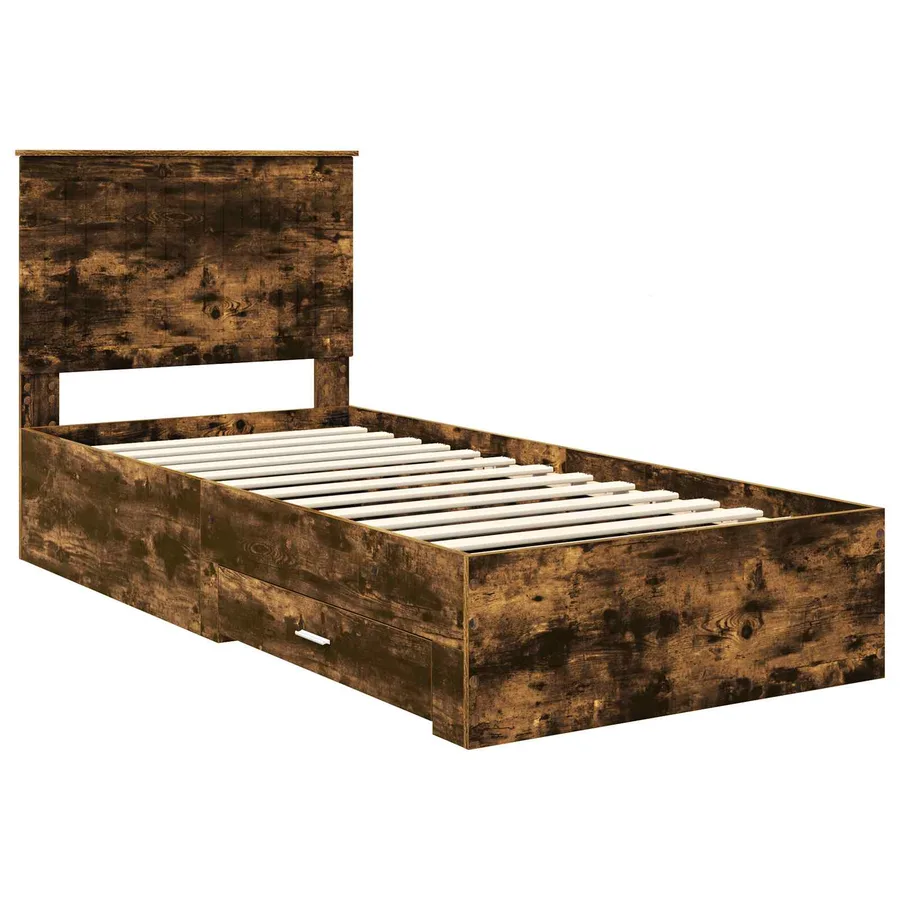 Cadre de lit Chêne fumé 90 x 190 cm Bois d'ingénierie - 4
