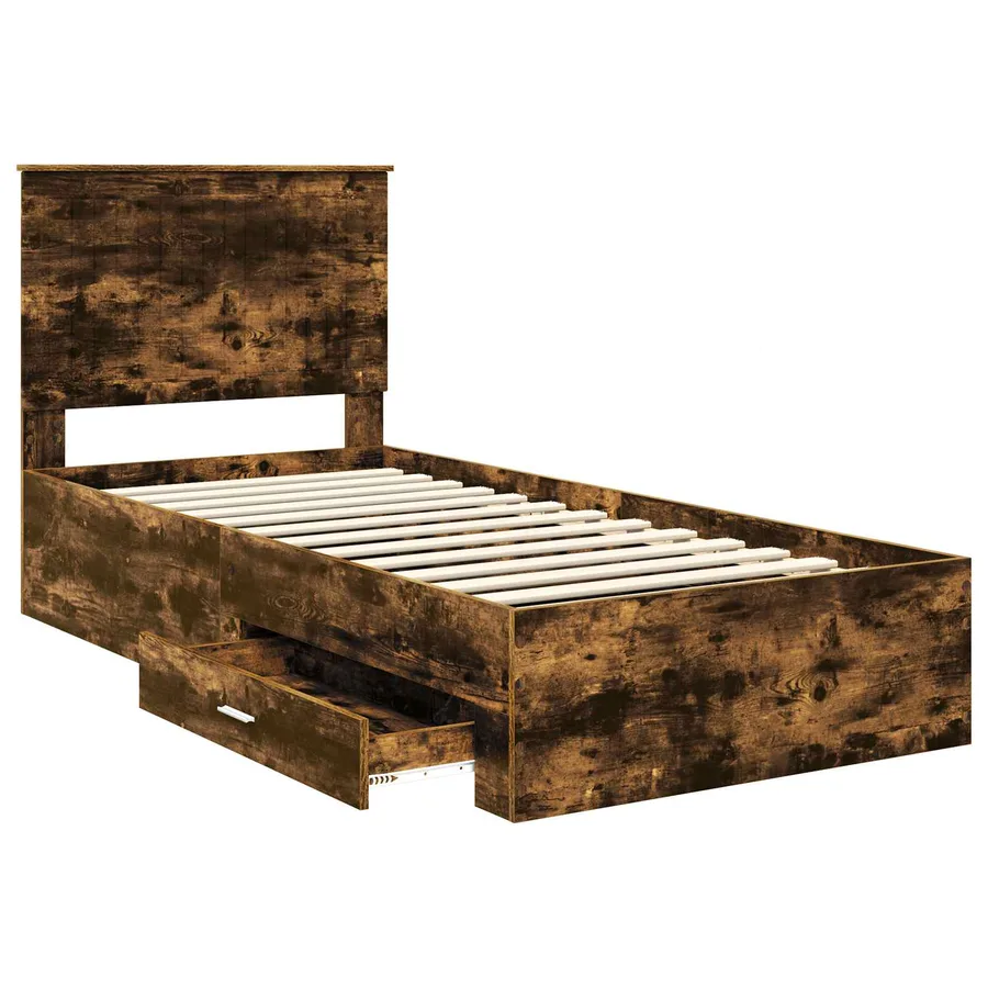 Cadre de lit Chêne fumé 90 x 190 cm Bois d'ingénierie - 5