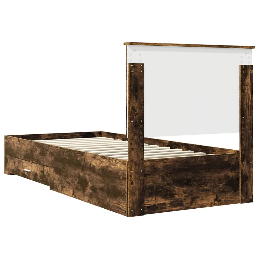 Cadre de lit Chêne fumé 90 x 190 cm Bois d'ingénierie - 9