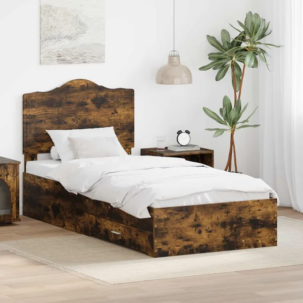 Cadre de lit Chêne fumé 90 x 190 cm Bois d'ingénierie