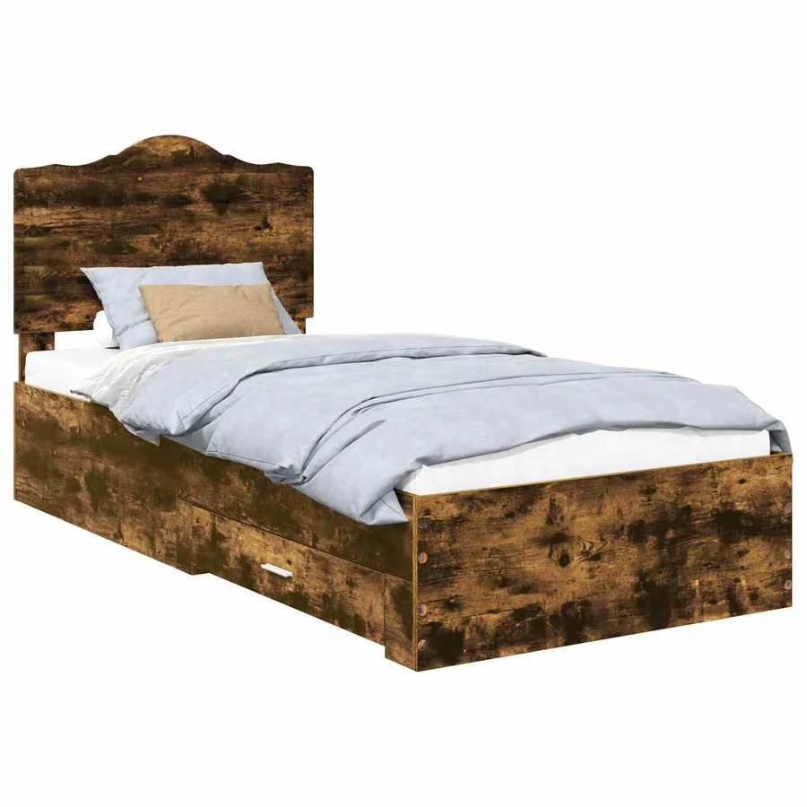 Cadre de lit Chêne fumé 90 x 190 cm Bois d'ingénierie - 2