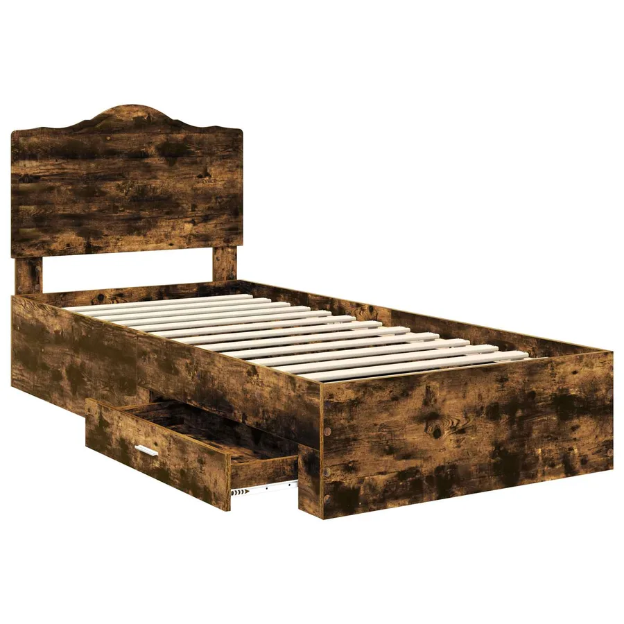 Cadre de lit Chêne fumé 90 x 190 cm Bois d'ingénierie - 5