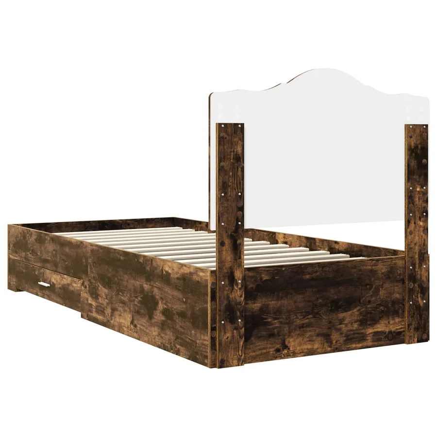 Cadre de lit Chêne fumé 90 x 190 cm Bois d'ingénierie - 9