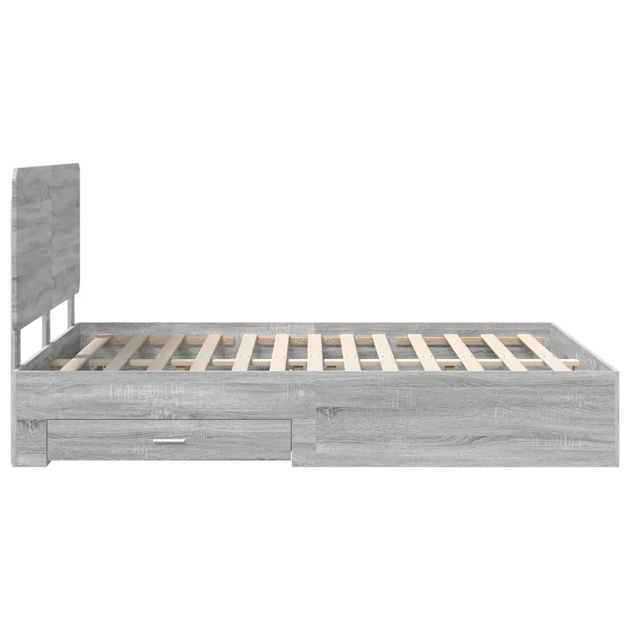 Cadre de lit Gris Sonoma 140 x 190 cm Bois d'ingénierie - 9