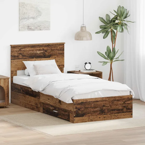 Cadre de lit Bois ancien 90 x 190 cm Bois d'ingénierie