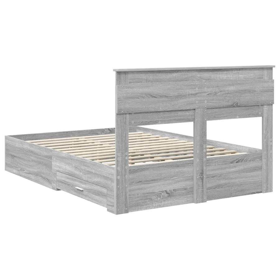 Cadre de lit Gris Sonoma 140 x 190 cm Bois d'ingénierie - 10