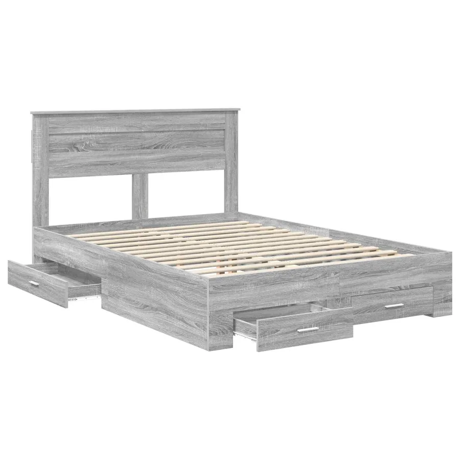 Cadre de lit Gris Sonoma 140 x 190 cm Bois d'ingénierie - 5