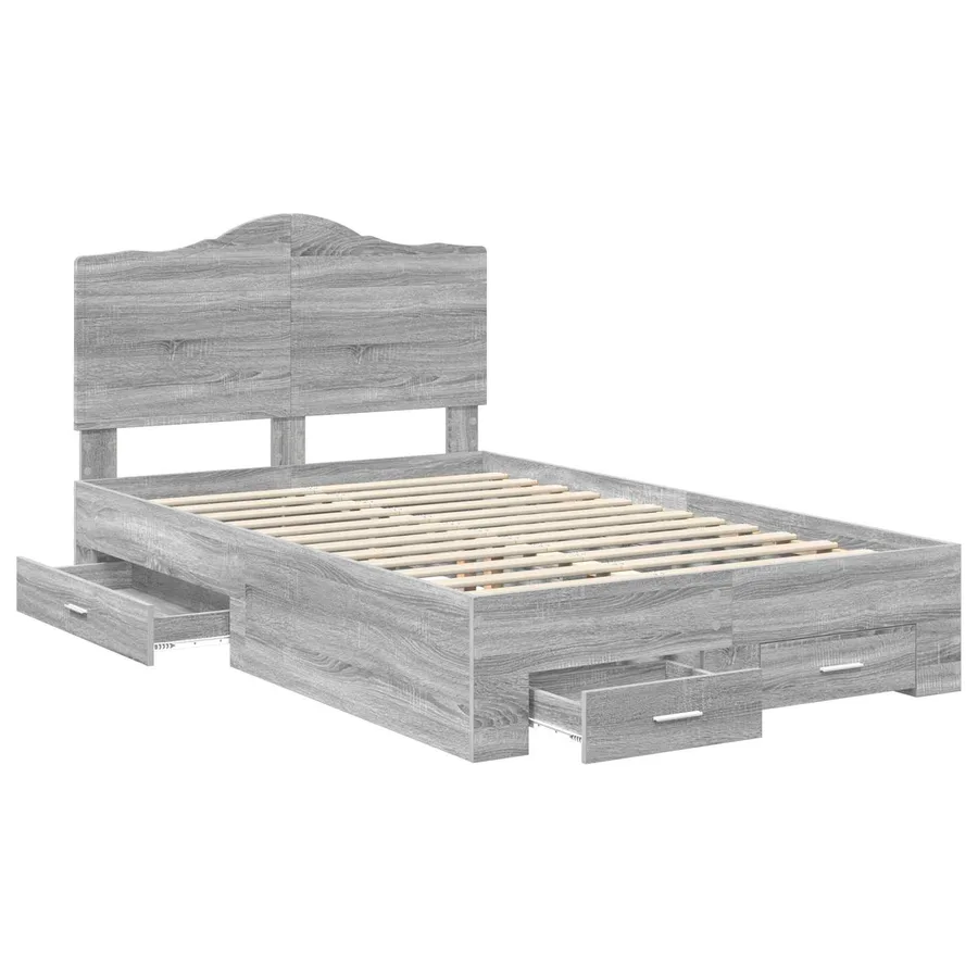 Cadre de lit Gris Sonoma 120 x 190 cm Bois d'ingénierie - 5