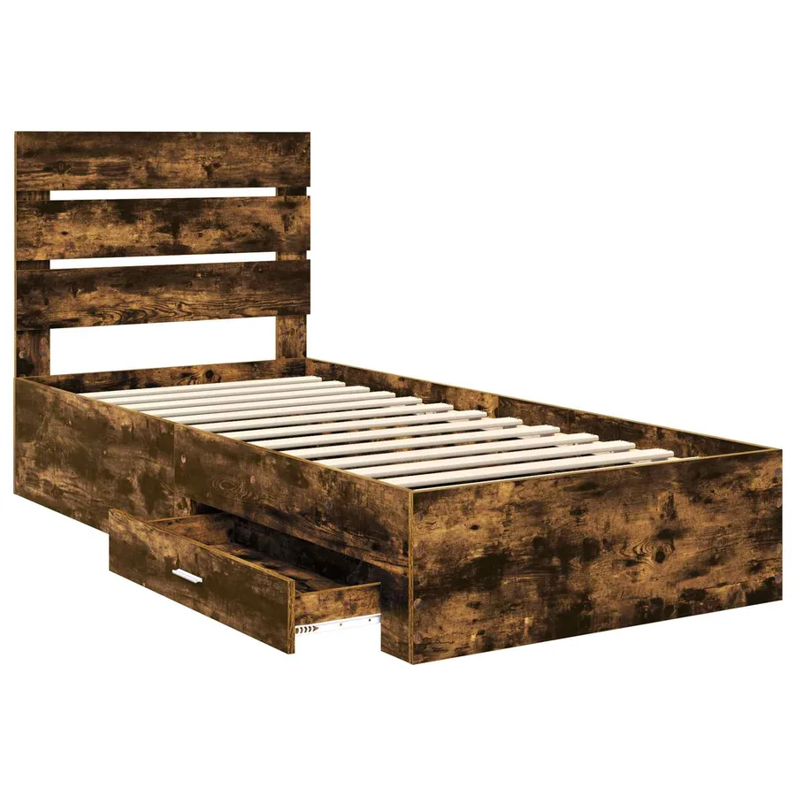 Cadre de lit Chêne fumé 90 x 190 cm Bois d'ingénierie - 5