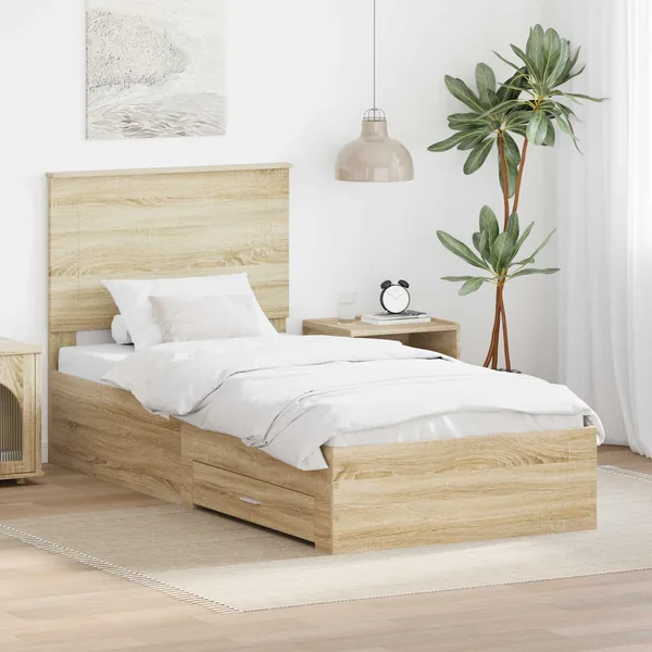 Cadre de lit Chêne Sonoma 90 x 190 cm Bois d'ingénierie