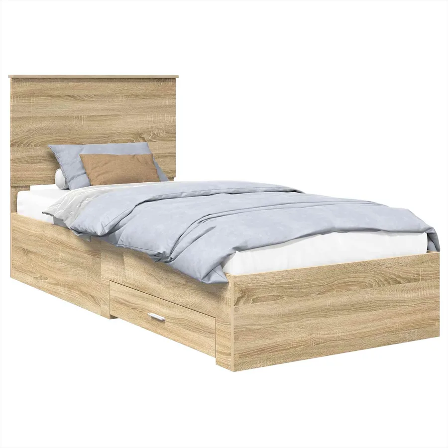 Cadre de lit Chêne Sonoma 90 x 190 cm Bois d'ingénierie - 2