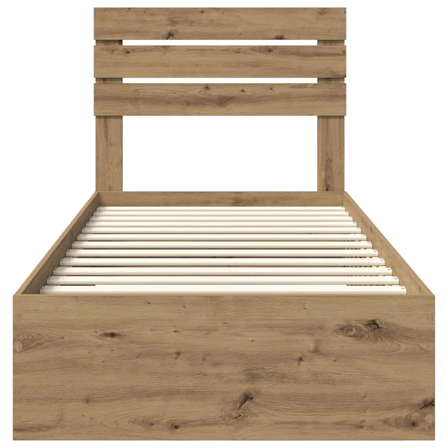 Cadre de lit Chêne artisanal 90 x 190 cm Bois d'ingénierie - 7