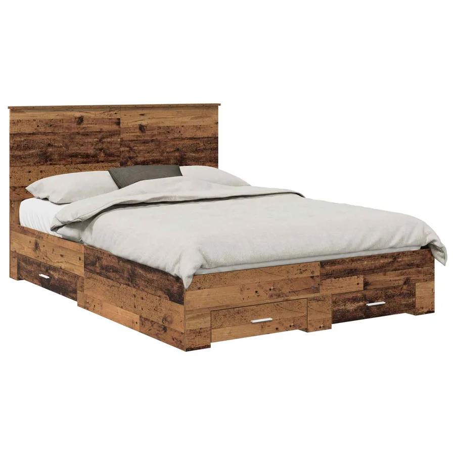 Cadre de lit Bois ancien 135 x 190 cm Bois d'ingénierie - 2