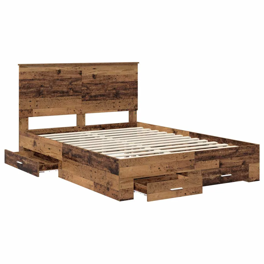Cadre de lit Bois ancien 135 x 190 cm Bois d'ingénierie - 5