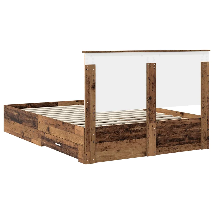 Cadre de lit Bois ancien 135 x 190 cm Bois d'ingénierie - 8