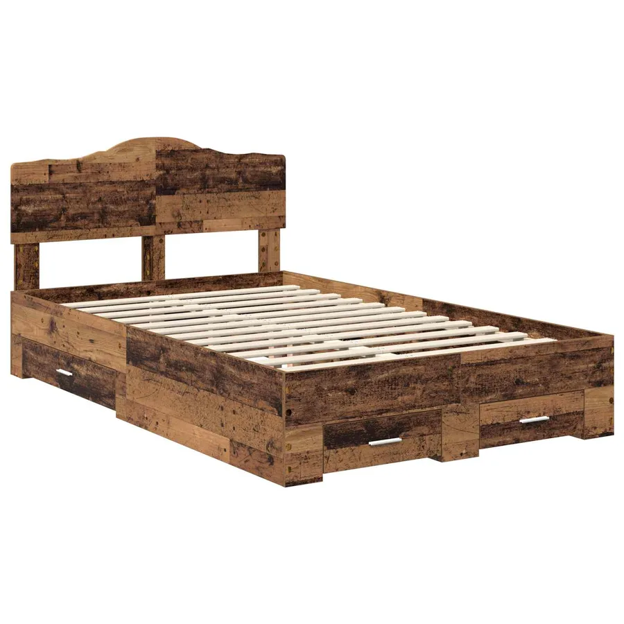 Cadre de lit Bois ancien 135 x 190 cm Bois d'ingénierie - 4