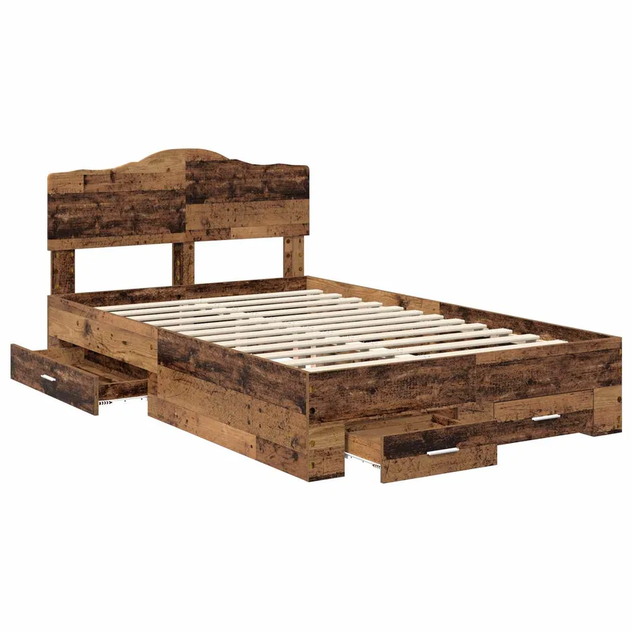 Cadre de lit Bois ancien 135 x 190 cm Bois d'ingénierie - 5